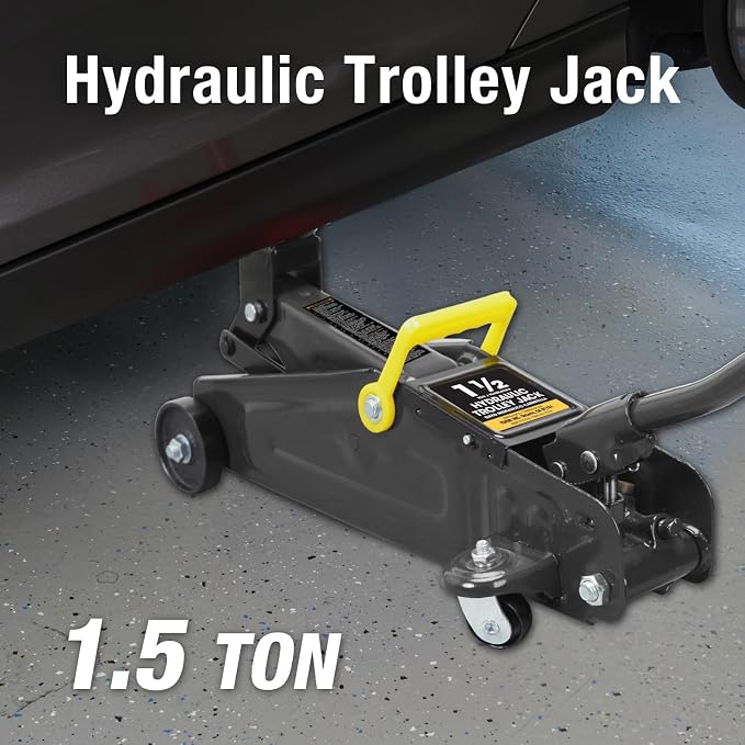 1.5 Ton Hydraulic Trolly Service/Floor Jack with Blow Mold Carrying Storage Case, Portable Car Floor Jack with Lifting Range 5.6 Inch -13 Inch, Black