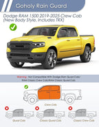 in-Channel Window Rain Guard for Dodge RAM 1500 (New Body Style Includes TRX) 2019-2026 Crew Cab Rain Guards Side Truck Window Visors Low Profile Vent Visor Window Deflectors Vent Shades
