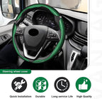 3pcs Universal Carbon Fiber Steering Wheel Cover - Anti-Slip & Segmented Design, Universal 99% Durable Steering Wheel Protector for Men and Women, Car Interior Accessory (Green)
