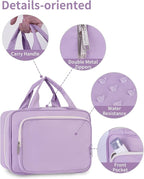 Hanging Toiletry Bag for Women Travel Makeup Bag Organizer Toiletries Bag for Travel Size Essentials Accessories Cosmetics (Purple (Medium))