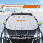 Car Windshield Snow Cover with Side Mirror and Hook, Winter Magnetic Windshield Sun Shade Foldable, Windshield Cover for Ice and Snow, Fit for Small Sedan, Compact SUV, (58"x47") Silver