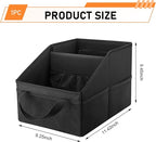 WZP Car Seat Organizer, Collapsible Small Car Organizer for Front Back Seat, Oxford fabric Car Seat Storage with Divide, Handles and Mesh Pockets for Water Bottles Sunglasses Children's Items (Black)