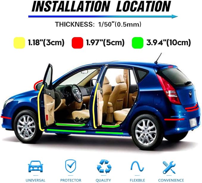 Car Door Edge Guard Invisible Automotive Door Sill Guard Protectors Anti-Scratch Adhesive Tape Waterproof Strips for Car Door Edge Protection (33Ft x 3.94”, Transparent)
