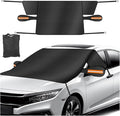 Car Windshield Ice Snow Cover with Magnetic Edges, Heavy Duty Oxford Fabric Windscreen Protector Cover with Side Mirror Covers, Winter Waterproof Frost Cover for Car Truck SUV RV (Orange)