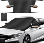 Car Windshield Ice Snow Cover with Magnetic Edges, Heavy Duty Oxford Fabric Windscreen Protector Cover with Side Mirror Covers, Winter Waterproof Frost Cover for Car Truck SUV RV (Orange)