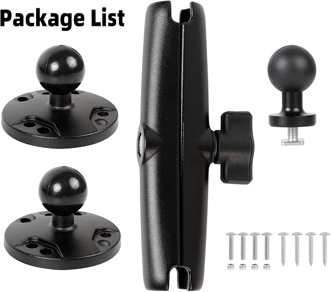 Fish Finder & 1" Ball Mount with Aluminum Long Arm, AMPS Round Plate for RAM Mounts/GPS/Boats/Vehicle, T-Bolt Attachment for Track Systems, Compatible with Humminbird, Raymarine