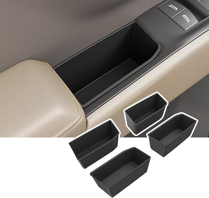 4PCS Door Side Storage Box Compatible with 2022-2026 Chevy Silverado GMC Sierra Door Handle Phone Pocket Tray Insert Organizer Crew Cab Replacement for 2022-2026 Chevy Silverado Accessories