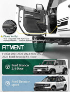 20% Larger Capacity Stamped Steel Bronco Front Door Storage Pockets with Hidden Internal Screws for Ford Bronco 2021-2026 2/4-Door Skeletonized Metal Front & Rear Door Cup Holder Organizer Box（2PCS）