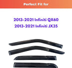 KPY Rain Guards Fit for 2013-2021 Infiniti QX60, Out-Channel Window Visors Vent Wind Deflectors 4PC, Car Accessories for 2013-2021 Infiniti JX35