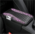 Bling Rhinestones Center Console Covers for Cars,Upgraded Arm Rest Cover for Car with Side Storage Pocket for Car Seat Organizer,Middle Console Cover Stylish Car Decoration (Bling Purple)
