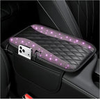 Bling Rhinestones Center Console Covers for Cars,Upgraded Arm Rest Cover for Car with Side Storage Pocket for Car Seat Organizer,Middle Console Cover Stylish Car Decoration (Bling Purple)