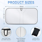 300T Universal Car Windshield Sun Shade, Foldable Reflective for Windshield & Window Shades with Overlapping Design, Car Interior Accessories (55" L x 26.7" W)