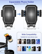 Car Cup Holder Tray - 4 in 1 Car Cup Holder Expander with Metal Cupholder, Adjustable Food Tray and Phone Mount for All Purpose, Automotive Essentials for Driver and Front Passenger