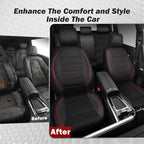 Mesh Leather Car Seat Covers Full Set,Breathable Mesh Faux Leather Seat Covers for Car, Universal Fit for SUV Truck Sedan Automotive, Airbag Compatible, Black and Red