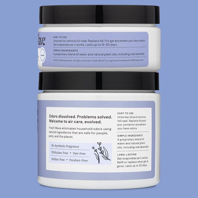 Lavender Odor Removing Gel, 15 oz. & 7 oz.| Safer Odor Absorbers for Home | Natural Plant-Based Odor Eliminator | Every 7 oz. lasts 30-60 Days | For Cooking, Smoke, Trash & Pets