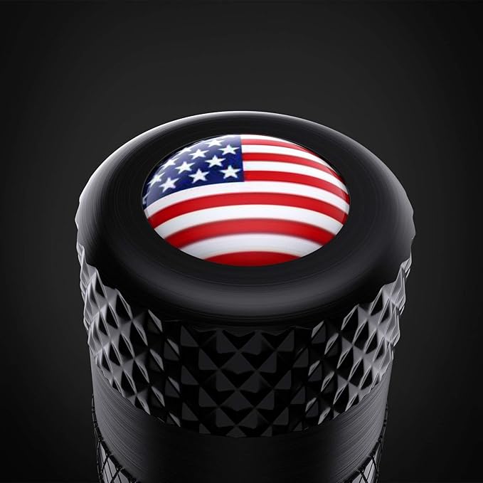 Tire Valve Stem Caps, Anodized Aluminum Tire Valve Cap Set, Corrosion Resistant, Universal Stem Covers for Cars Trucks Motorcycles SUVs and Bikes (Black-US)