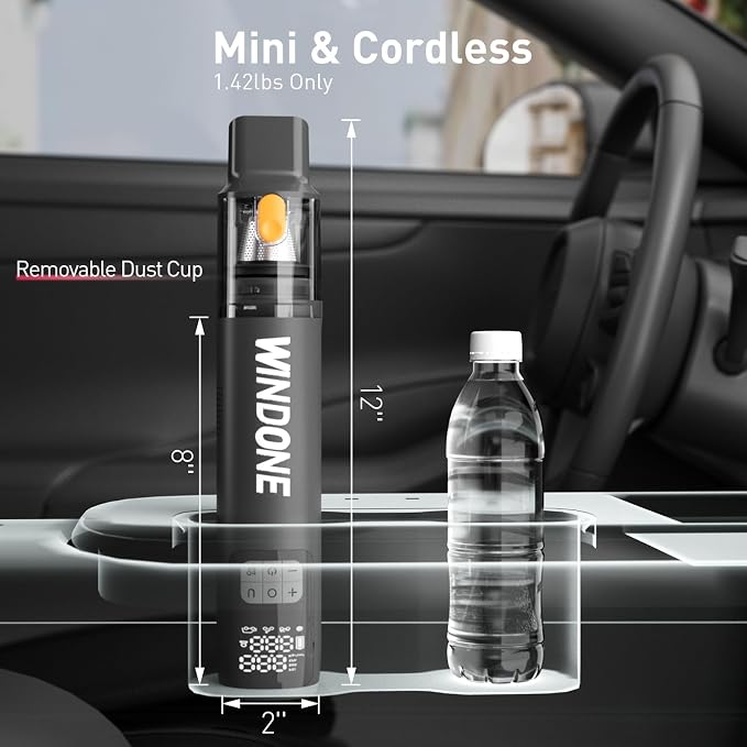 Portable Tire Inflator & Mini Vacuum, 150 PSI Cordless Air Compressor with Deflate Function, LED Display, Auto Shut-Off, Rechargeable Air Pump for Car, Bike, Motorcycle, Balls & Inflatables