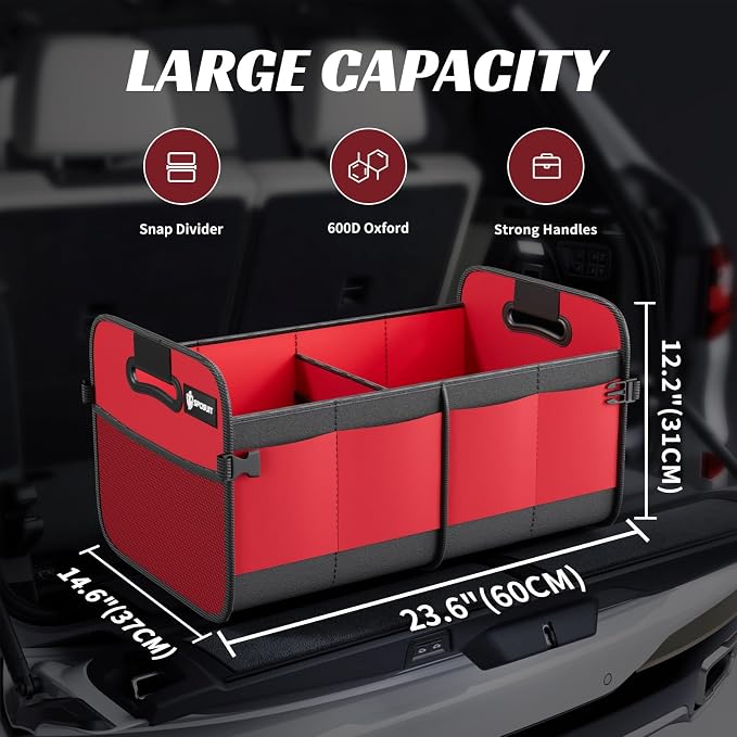 Trunk Organizer for Car - 70L Collapsible Car Storage with 11 Pockets & Reinforced Handles, SUV Trunk Organizers for Grocery Cargo