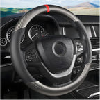 Carbon Fiber Steering Wheel Cover, Universal 15 inch Breathable Anti Slip, Fit Most Cars, Trucks, SVU (Black/Gray)