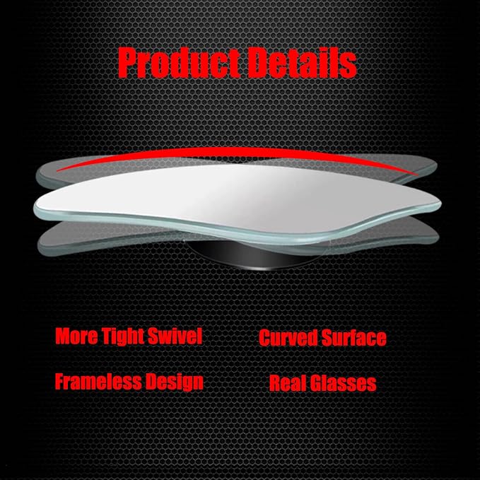Fan Shaped Blind Spot Mirror, Frameless HD Glass Convex Wide Angle Stick on Blindspot Mirror Rearview Car Mirror for Car SUV and Truck (Large, Pack of 2)