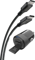 CPDC30 Mini USB-C 30W Car Charger for Cigarette Lighter Outlet, Power Adapter Plug with 4 FT Long USBC to Type-C Fast Charging Cable Cord Compatible with Android, iPhone & iPad, Black