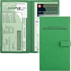 Registration and Insurance Card Holder - Car Organizer - Green | Vehicle Glove Box Document Organizer, Auto Essential Paperwork Holder for Contact Information Cards, Interior Car Accessories