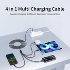 USB C Splitter Multi Charging Cable, Dual Type C Charger Cord,4 in 1 Multiple Nylon Braided Cable with 4 Type-C Connectors Compatible with iPhone 15 Pro Max/Galaxy/Tablets/Google-1Pack 5FT.
