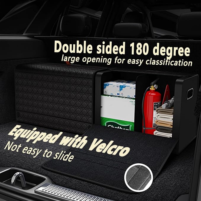 Car Trunk Organizer for SUV,Car Organizers and Storage with Collapsible Storage, Magnetic Lid Large Capacity for SUV, Truck, MPV (3D-Black, L-21.5×13×12.5 IN)