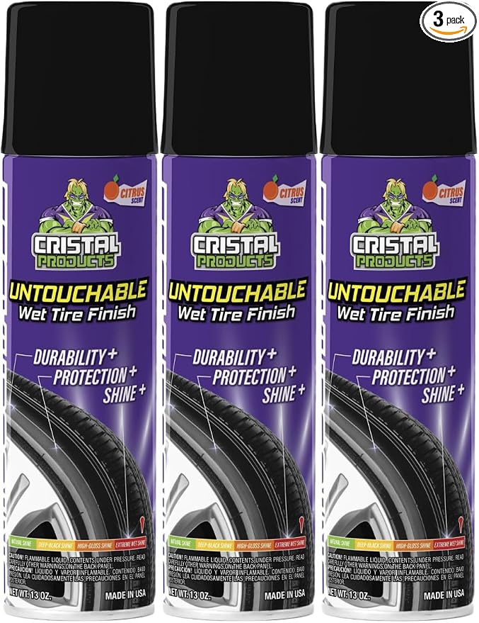 Untouchable Tire Shine Spray (3 Pack) – Citrus Scent, Wet Look Tire Shine, No Sling, Long Lasting Car Tire Shine, No Touch Application