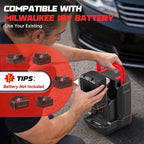 Tire Inflator Portable Air Compressor Compatible with Milwaukee 18V Battery, 160PSI Air Pump with Dual Digital Screen, Auto Shut-Off, 5X Faster Inflation & Deflation for Car (Tool Only)