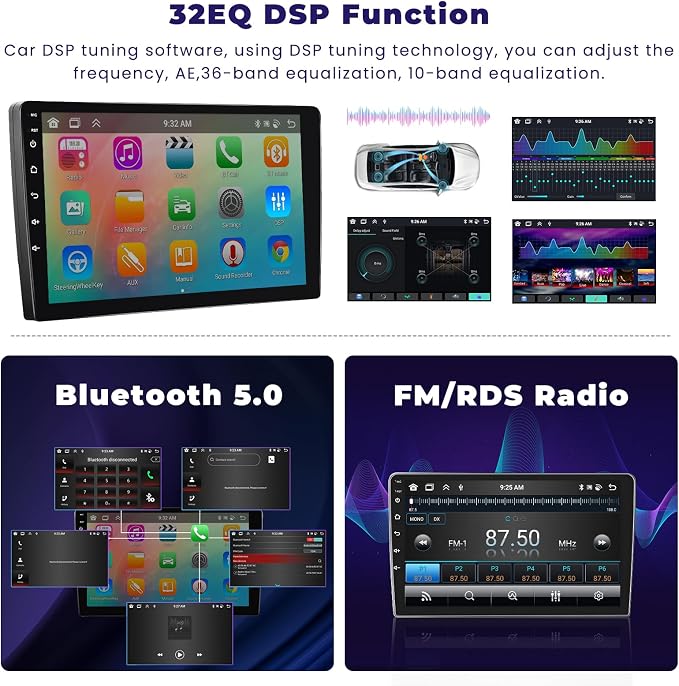 4G+64G 8Core Android 15 Car Stereo for Nissan Juke 2011-2016 Wireless CarPlay Android Auto, 9” IPS 1280 * 720 Touch Screen Radio Upgrade Bluetooth 5.0 GPS Navi 5G WiFi FM/RDS SWC