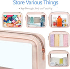 Clear Makeup Bag - TSA Approved Toiletry Bag for Carry-on & Checked Luggage, Water Resistant Car Storage Organizer with Reinforced Seams