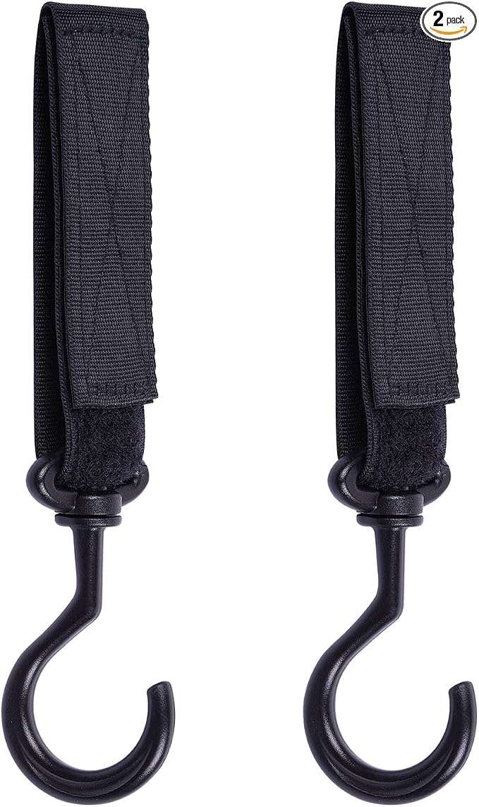 Car Seat Headrest Hook, 2 Pack Multi-Purpose Hanger for Handbag, Purse, Coat, Clothes & Grocery Bag - Black
