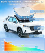 Sun Shade Sunshade for BMW X3 2018-2026 Windshield Shade Sun Cover | 4-Layer Front Window Shade, Custom Fit X3 Base, xDrive28i, xDrive35i, M Sport SUV, 240T Shade Blocks UV Rays, Sun Visor