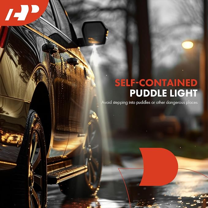 Passenger Side Power Door Mirror - Compatible with Ram 1500 2019 2020 2021 2022 - Heated Power Folding Chrome Outside Rear View Mirror w/Turn Signal Puddle Light and Blind Spot Detection