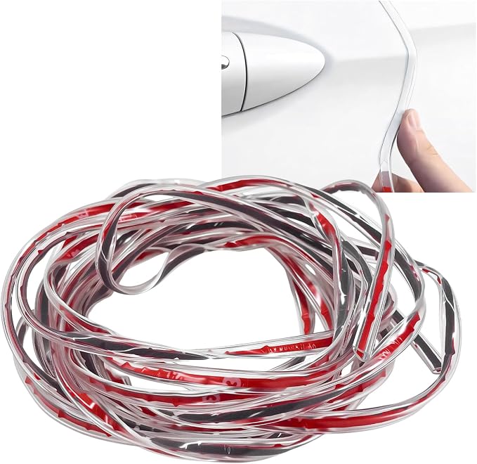 16.4Ft(5M) Car Door Edge Protector, Anti-Collision Auto Door Protective Strip U Shape Edge Trim, Self-Adhesive Automotive Doors Entry Guard Seal Protector for Most Vehicles (Clear)