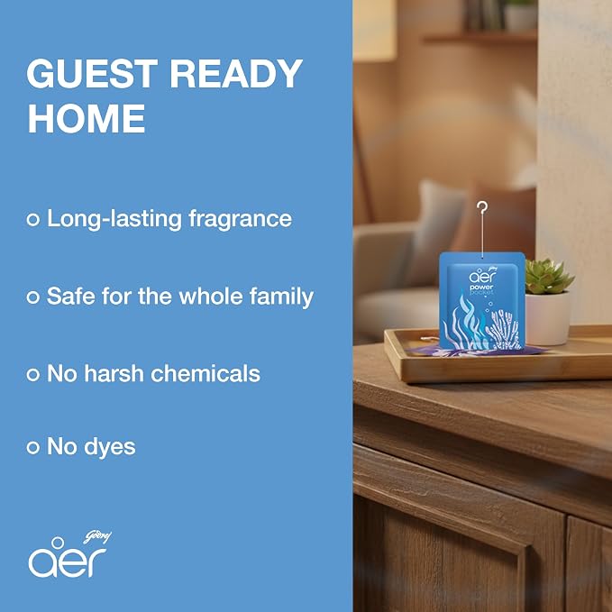 AER Power Pocket Sea Breeze Solid Gel Air Freshener for the Entire Home with Long Lasting Scent, Pack of 6