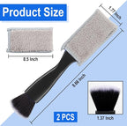 2PCS Double Head Brush for Car Clean, Car Accessories Universal 2 in 1 Car Detailing Brush, Double Ended Portable Dust Brush with 4 Cleaning Cloth, for Air Conditioner Outlets, Dashboard Screen