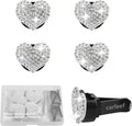 4PCS Heart-Shaped Car Vent Clips with Rhinestone,Bling Air Vent Clips Car Decorations,Premium Shiny Car Clips for Vents CCar Accessories Interior for Cars,Trucks,SUVs (White)