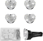 4PCS Heart-Shaped Car Vent Clips with Rhinestone,Bling Air Vent Clips Car Decorations,Premium Shiny Car Clips for Vents CCar Accessories Interior for Cars,Trucks,SUVs (White)
