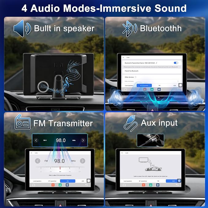 9" Upgraded Wireless Carplay Screen For Car, Built-in Apps Net-flix Youtube Tiktok, Portable AI Magic Box For Apple Car Play & Android Auto Screen With HD Backup Camera, Voice Assistant, OTA Updates