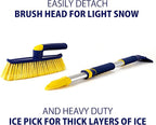 Snow Brush for Car Windshield – Ice Scraper with 34-50” Hybrid Extendable Handle Ergonomic Multi-Tool Detachable Swivel Head Non-Slip Foam Grip Heavy Duty Snow Remover for SUV, Truck