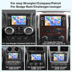 8 Core Car Radio Stereo for Jeep Wrangler JK 2007-2018 Dodge Ram 1500 2008-2012, 7 Inch Touch Screen Radio with CarPlay Android Auto Bluetooth WiFi GPS FM Backup Camera【4GB+64GB】