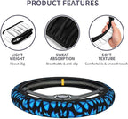 Blue Butterfly Steering Wheel Covers Non Slip Neoprene Steering Wheel Protector Universal 15 inch for Women Men Car