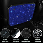 Bling Rhinestone Kick Mats Back Car Seat Protectors Premium Car Interior Decor Accessories for Women and Girls Auto Seat Back Protector with Crystal Diamonds Universal Fits Stylish Blue 2Pcs