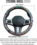 Mexican Talavera Tiles Style Steering Wheel Cover Auto Steering Wheel Protector, Anti-Slip, Breathable, Absorbing Sweat, Universal Mexican Car Accessories 14.5–15 inch,Fit for Most Car, Trucks, SUV
