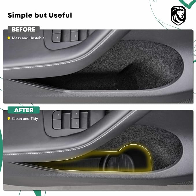 4 Pcs Door Side Storage Box Fit for Tesla Model Y 2020 2021 2022 2023, TPE Car Door Organizer Tray Handle Protector Anti-slip for Front Rear - Black