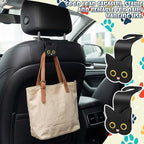Novabright 4 Pcs Black Cat Car Seat Headrest Hooks Cute Cartoon Cat Car Seat Back Organizer Vehicle Headrest Hangers Automobile Storage Accessories for Handbags Purses Grocery Bags Coats Umbrella