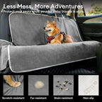 Dog Car Seat Cover for Back Seat, Back Seat Pet Cover for Dogs Waterproof, Scratchproof Dog Backseat Cover, Non-Slip Bench Car Seat Protector, Universal Fit Most Cars, SUVs, Trucks, Grey