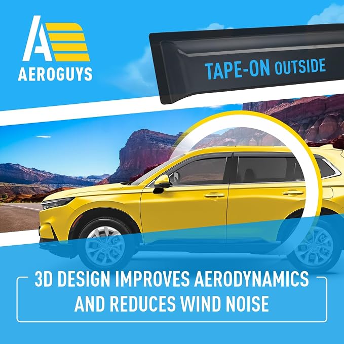 Extra Durable Window Deflectors Tape-On Window Visors Rain Guards Fit for Honda CR-V (CRV) 2023-2026, Sun Visors, Wind Vent for Shades, Exterior Car Accessories - 6pcs. AG0495
